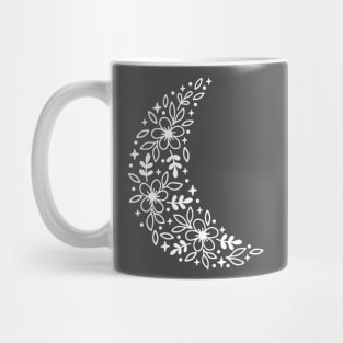 White (negative Space) Floral Moon Mug